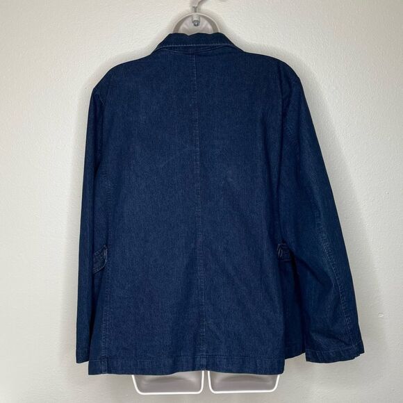 Denim and Co Denim Jean Jacket Blazer Style Dark Wash Three Button Women 2X - Picture 5 of 12